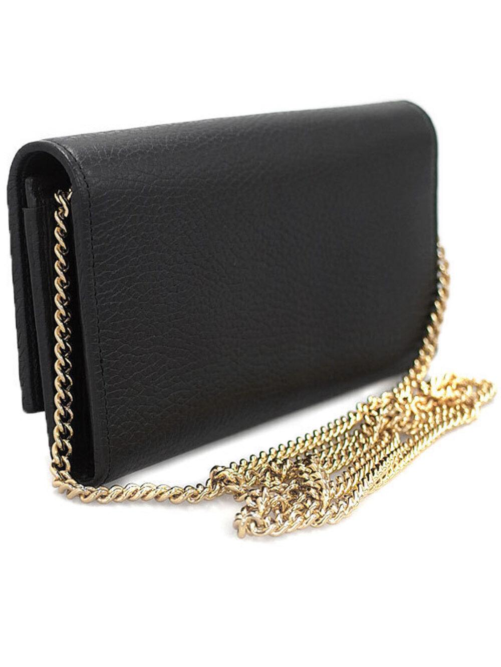 Gucci GG Leather Marmont Wallet Chain Black